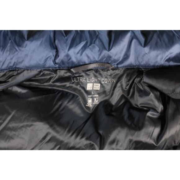 New Uniqlo Puffer Vest Mens Large Blue Quilted Ultra Light Down Packable - Picture 4 of 7